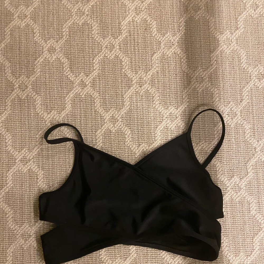 Abercrombie Kids Black wrap bikini top